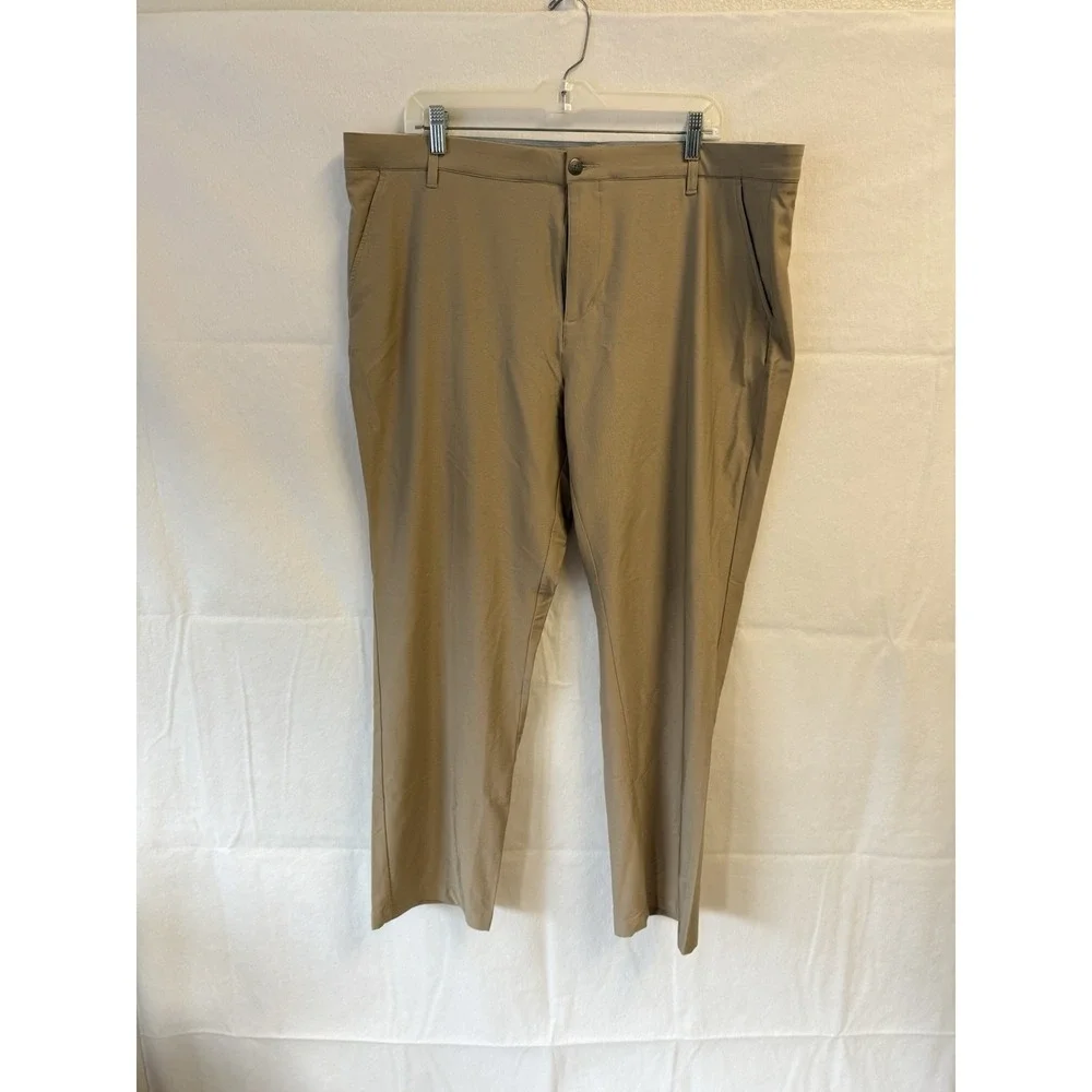 Adidas Mens Golf Pants Nylon Blend Stretch Gripper Waistband Khaki Chino 40x32